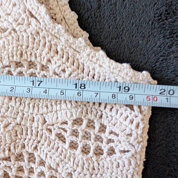 Vintage Crochet Sleeveless Vest Cream Fairy Coastal Cowgirl Festival Boho Sz L - Picture 6 of 11